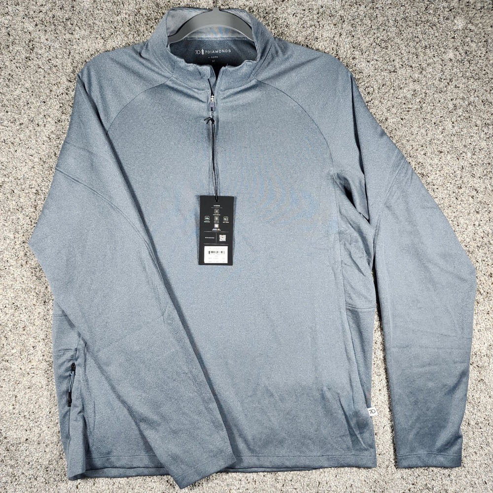 7 Diamonds Quarter Zip Pullover Mens Medium A-Game 4-Way Stretch NWT